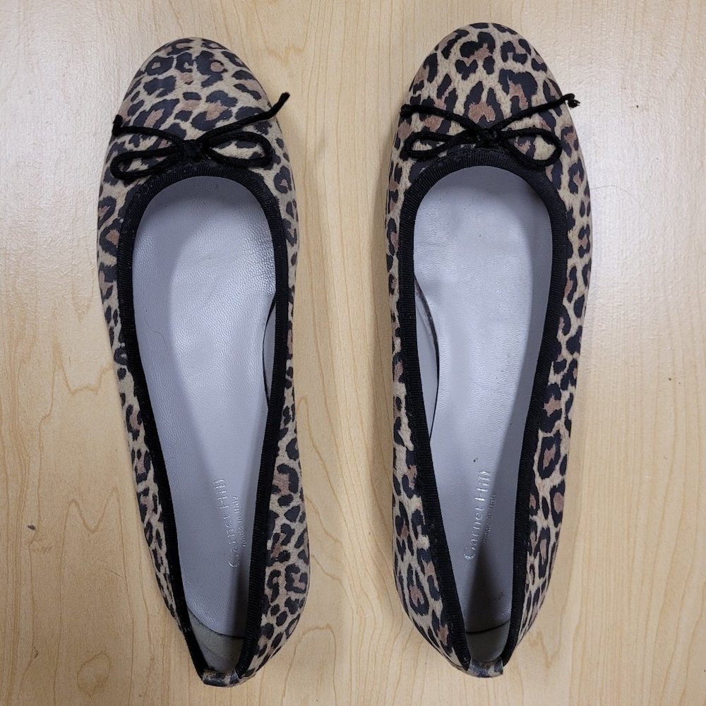 SIZE 10 Garnet Hill Leopard Print Suede Ballet Flats Made in Italy